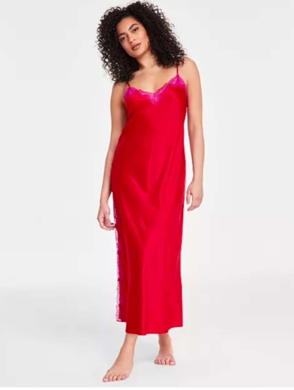 Lace-Trim Satin Nightgown